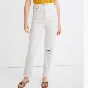 Madewell The Mom Jean in Tile White: Ripped Edition Size 27